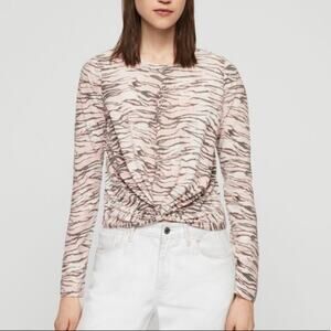 All Saints Tygers Carme Pink Tiger Stripe Cropped Tee Small